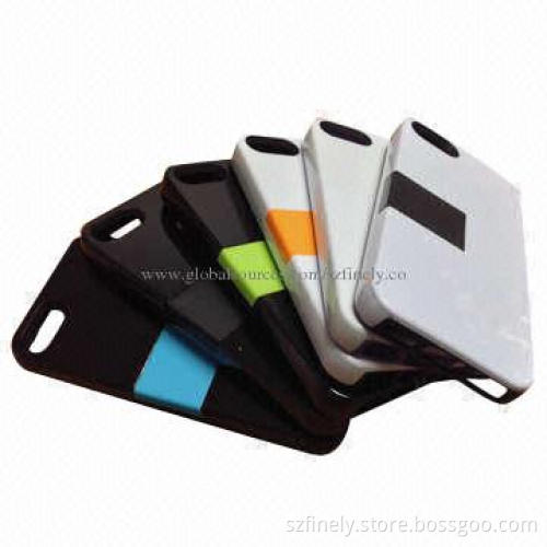 Stand case for iPhone 5/5S, PC + TPE material, double injection, with black camera ring